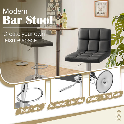 Orren Ellis Renea Swivel Adjustable Height Bar Stool & Reviews Wayfair